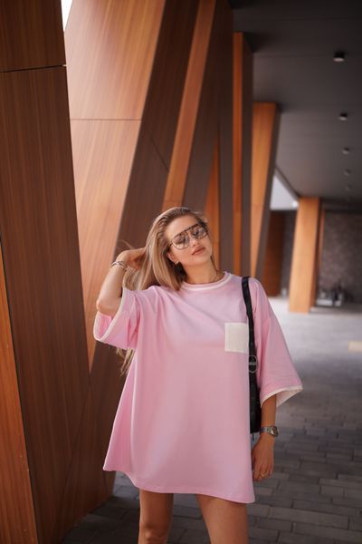 Oversize футболка рожева 1012 фото